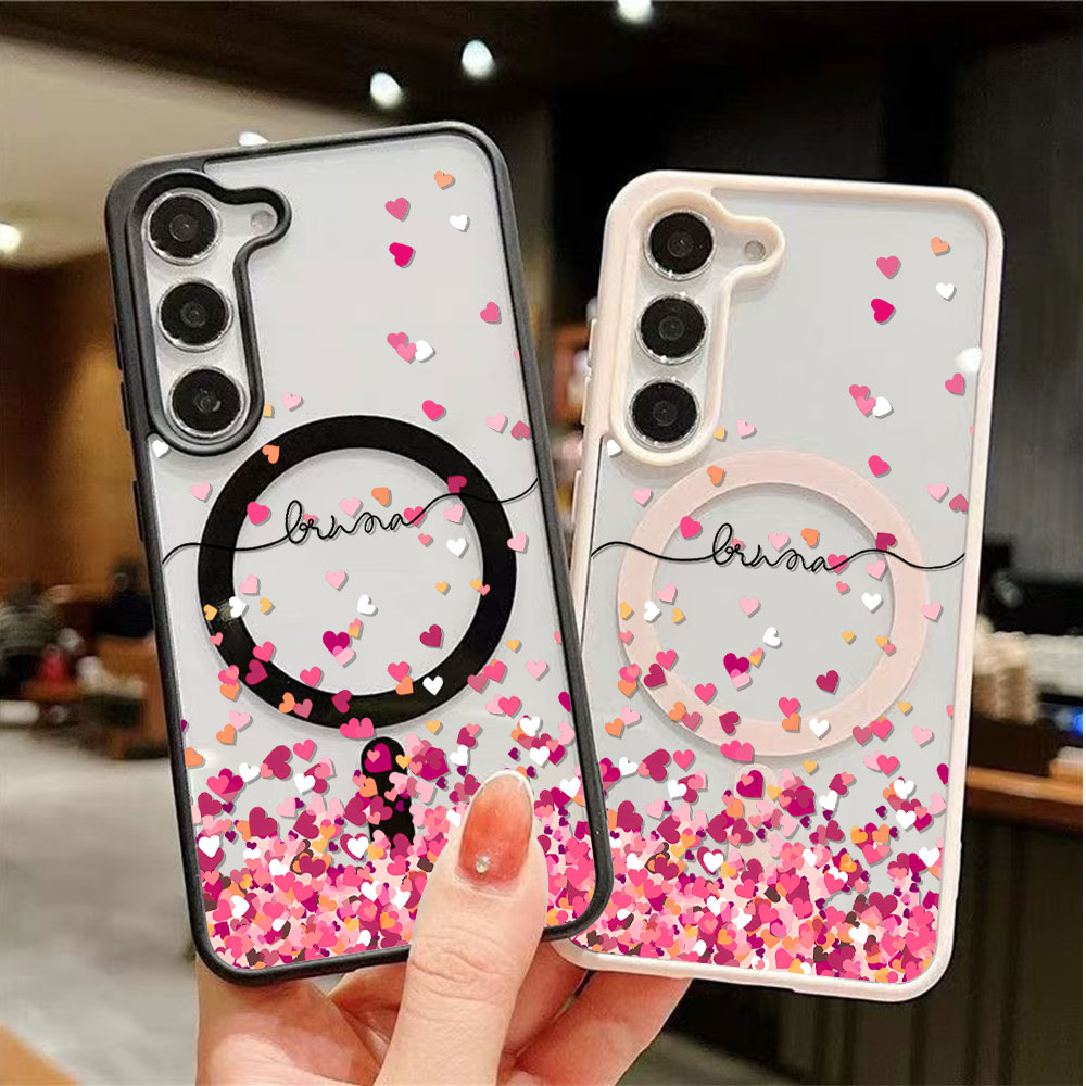 Samsung Galaxy S24 - Pink Heart Print Phone Case For