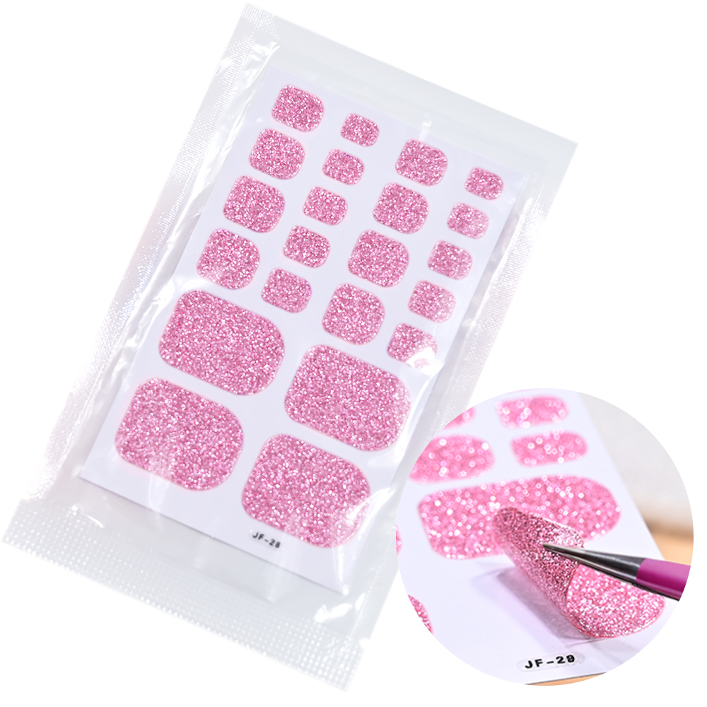 22Tips Pink Glitter Toe Nail S - Full Cover Adhesive ulasan dan harga