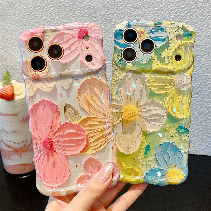 Fashion Oil Painting Flowers W - Apple Iphone 15 Pro Max ulasan dan harga